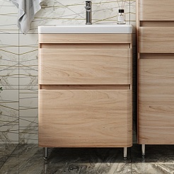 Style Line Тумба с раковиной напольная Атлантика 60, Люкс ясень перламутр, PLUS – фотография-2